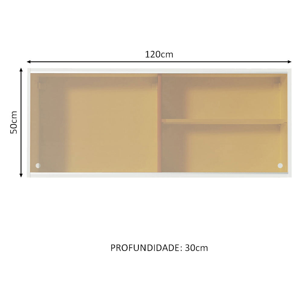 Armário Aéreo Madesa Acordes 100% MDF 2 Portas de Correr de Vidro Reflex Branco