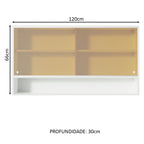 Armário Aéreo 2 Portas de Correr de Vidro Reflex e 1 Nicho para Cozinhas Glamy, Lux, Agata e Reims Madesa Branco