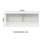 Armário Aéreo 120cm 2 Portas Correr Vidro Pontilhado 1 Nicho Branco para Cozinhas Glamy, Lux e Reims Madesa