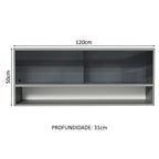 Armário Aéreo 2 Portas de Correr de Vidro Neutral e 1 Nicho Cinza Nice Madesa