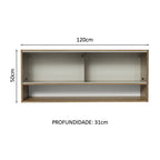 Armário Aéreo 120cm 2 Portas Correr Vidro Pontilhado 1 Nicho Rustic para Cozinhas Glamy, Lux e Reims Madesa