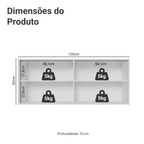 Armário Aéreo de Cozinha com 2 Portas 120 cm Branco Pieta Madesa