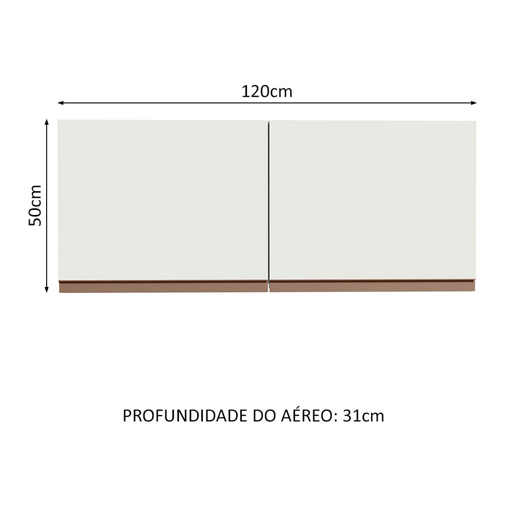 Armário Aéreo Madesa Reims 120 x 50 cm 2 Portas Branco