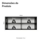Armário Aéreo de Cozinha com 2 Portas 120 cm Preto Pieta Madesa