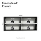 Armário Aéreo de Cozinha 120 x 50 cm 2 Portas Preto Madesa Reims