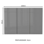 Armário Aéreo Madesa Lux 120 cm 3 Portas Rustic/Cinza