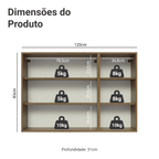 Armário Aéreo Madesa Lux 120 cm 3 Portas Rustic/Cinza