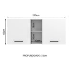 Armário Aéreo Madesa Agata 150 cm 2 Portas e 2 Nichos Branco