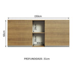 Armário Aéreo Madesa Glamy 150 cm 2 Portas e 2 Nichos Rustic