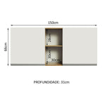 Armário Aéreo Madesa Glamy 150 cm 2 Portas e 2 Nichos Rustic/Branco