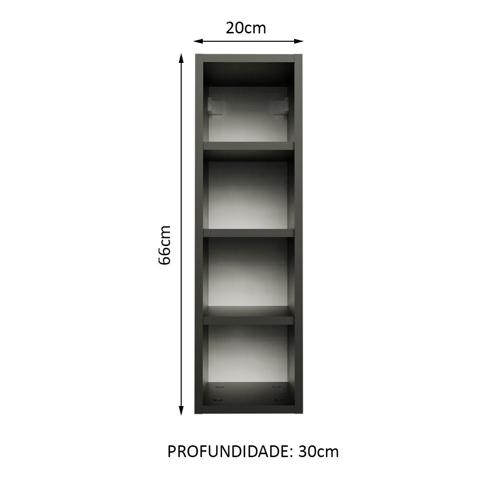 Adega 20 cm 4 Nichos Preto Madesa