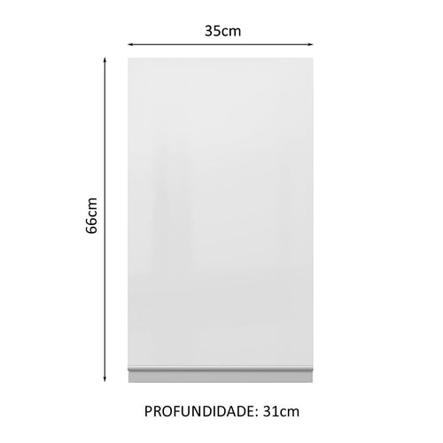 Armário Aéreo 100% MDF 35 cm 1 Porta Branco Brilho Acordes Madesa