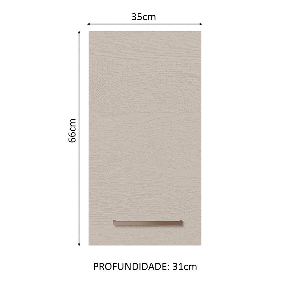Armário Aéreo 35 cm 1 Porta Branco/Crema Agata Madesa