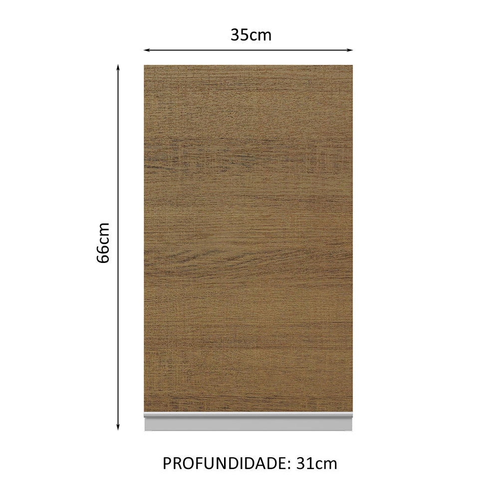 Armário Aéreo 100% MDF 35 cm 1 Porta Branco/Rustic Acordes Madesa