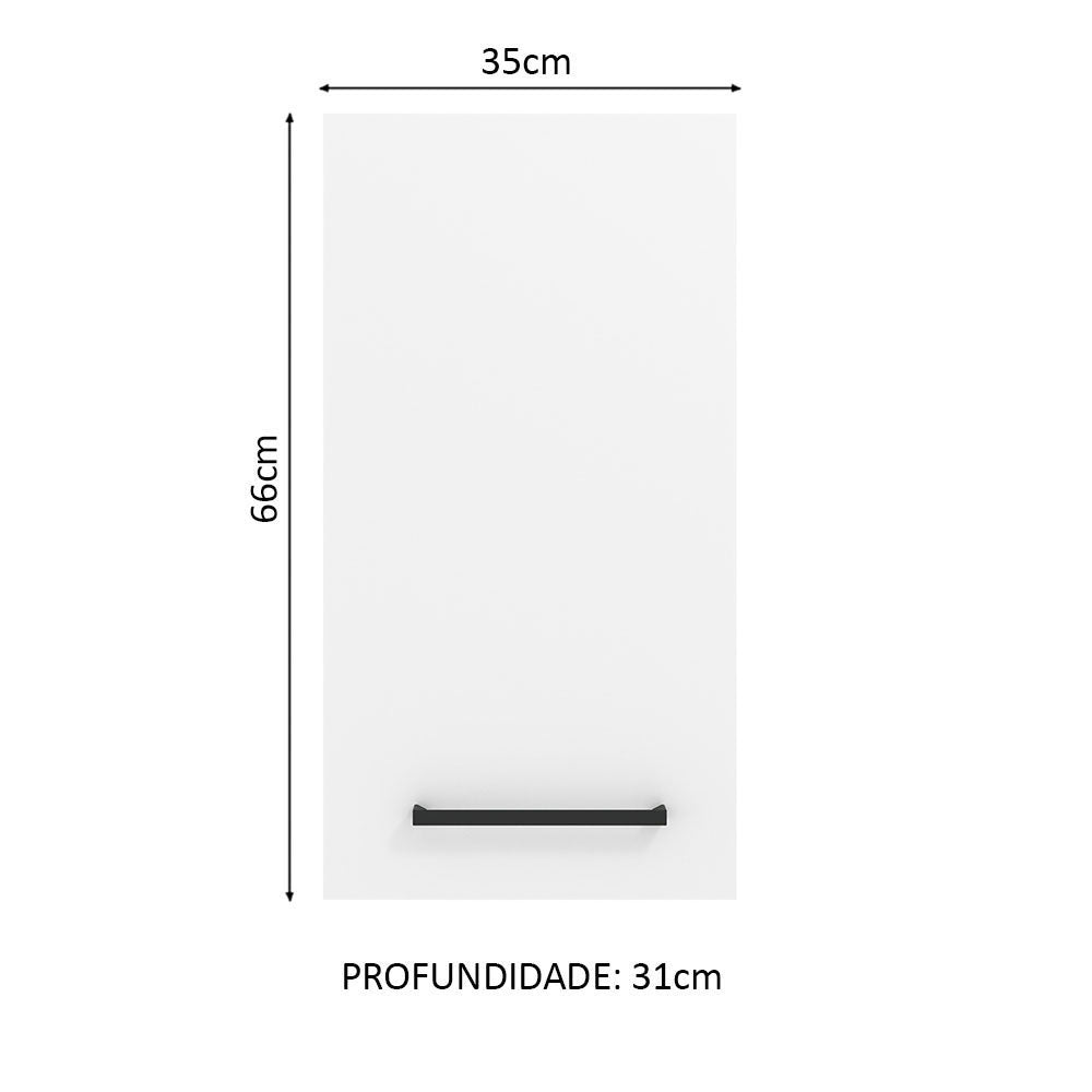 Armário Aéreo Madesa Agata 35 cm 1 Porta Rustic/Branco