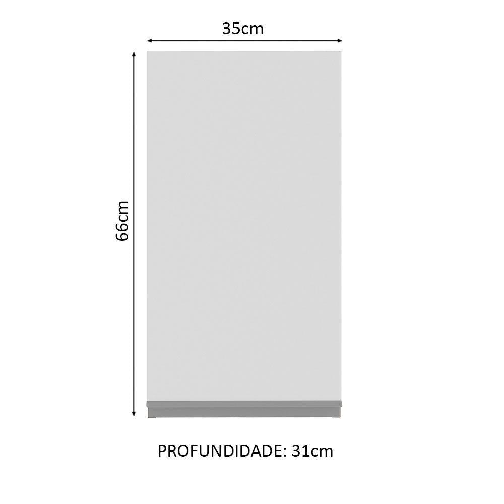 Armário Aéreo Madesa Glamy 35 cm 1 Porta Rustic/Branco