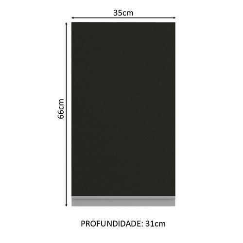 Armário Aéreo Madesa Glamy 35 cm 1 Porta Branco/Preto