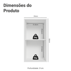 Armário Aéreo Madesa Lux 35 cm 1 Porta Branco/Preto