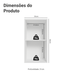 Armário Aéreo 35 cm 1 Porta Branco/Preto Vik Madesa