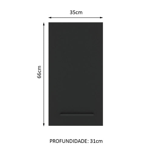 Armário Aéreo Madesa Agata 35 cm 1 Porta Rustic/Preto