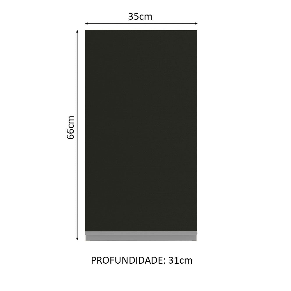 Armário Aéreo Madesa Glamy 35 cm 1 Porta Rustic/Preto