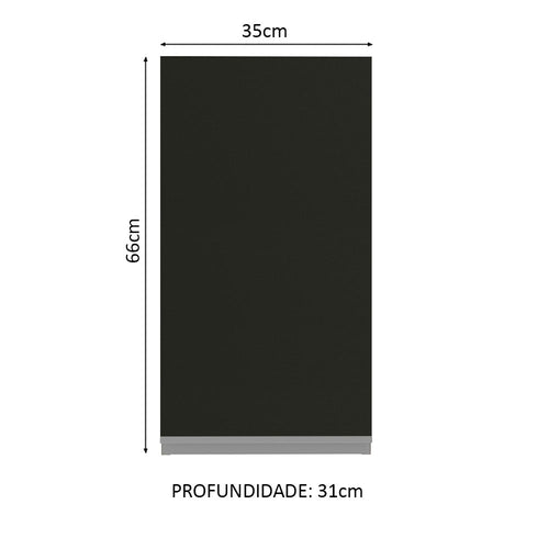 Armário Aéreo Madesa Glamy 35 cm 1 Porta Rustic/Preto