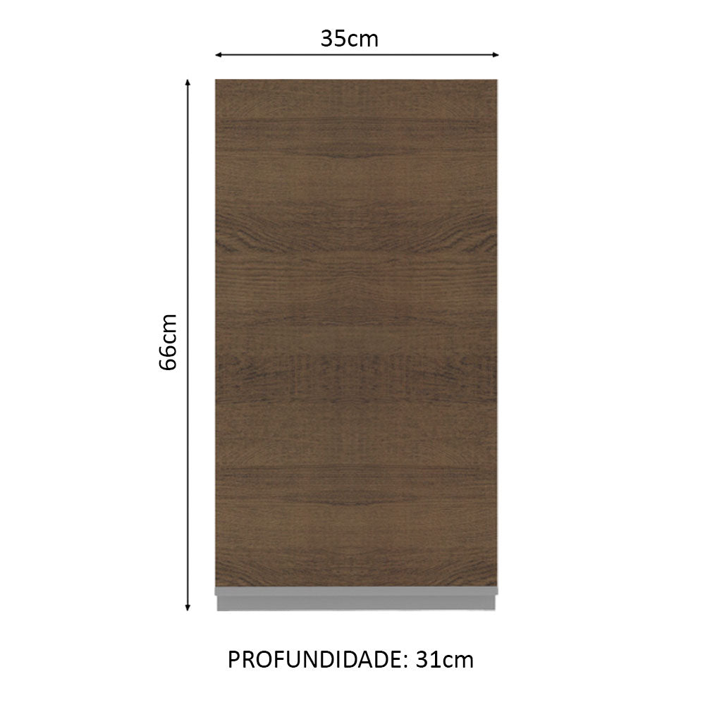 Armário Aéreo Madesa Glamy 35 cm 1 Porta Branco/Rustic