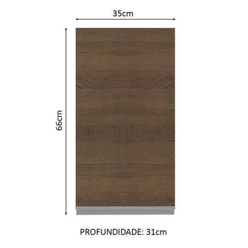 Armário Aéreo Madesa Glamy 35 cm 1 Porta Branco/Rustic