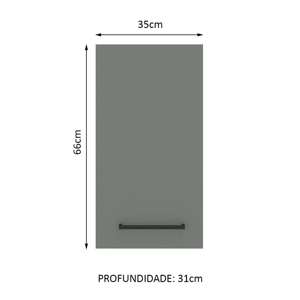 Armário Aéreo Madesa Agata 35 cm 1 Porta Branco/Cinza