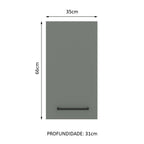 Armário Aéreo Madesa Agata 35 cm 1 Porta Branco/Cinza