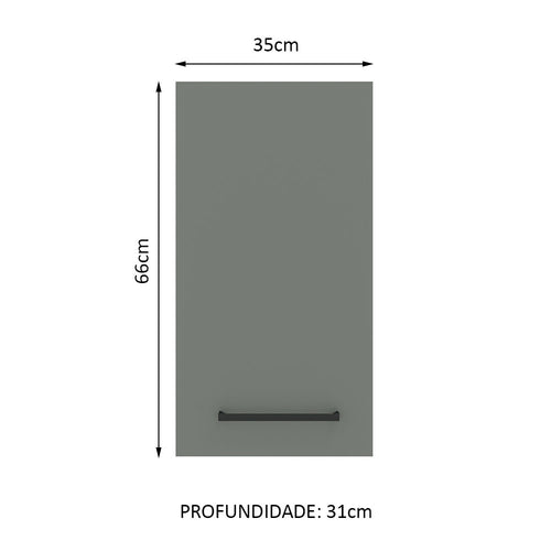 Armário Aéreo Madesa Agata 35 cm 1 Porta Branco/Cinza