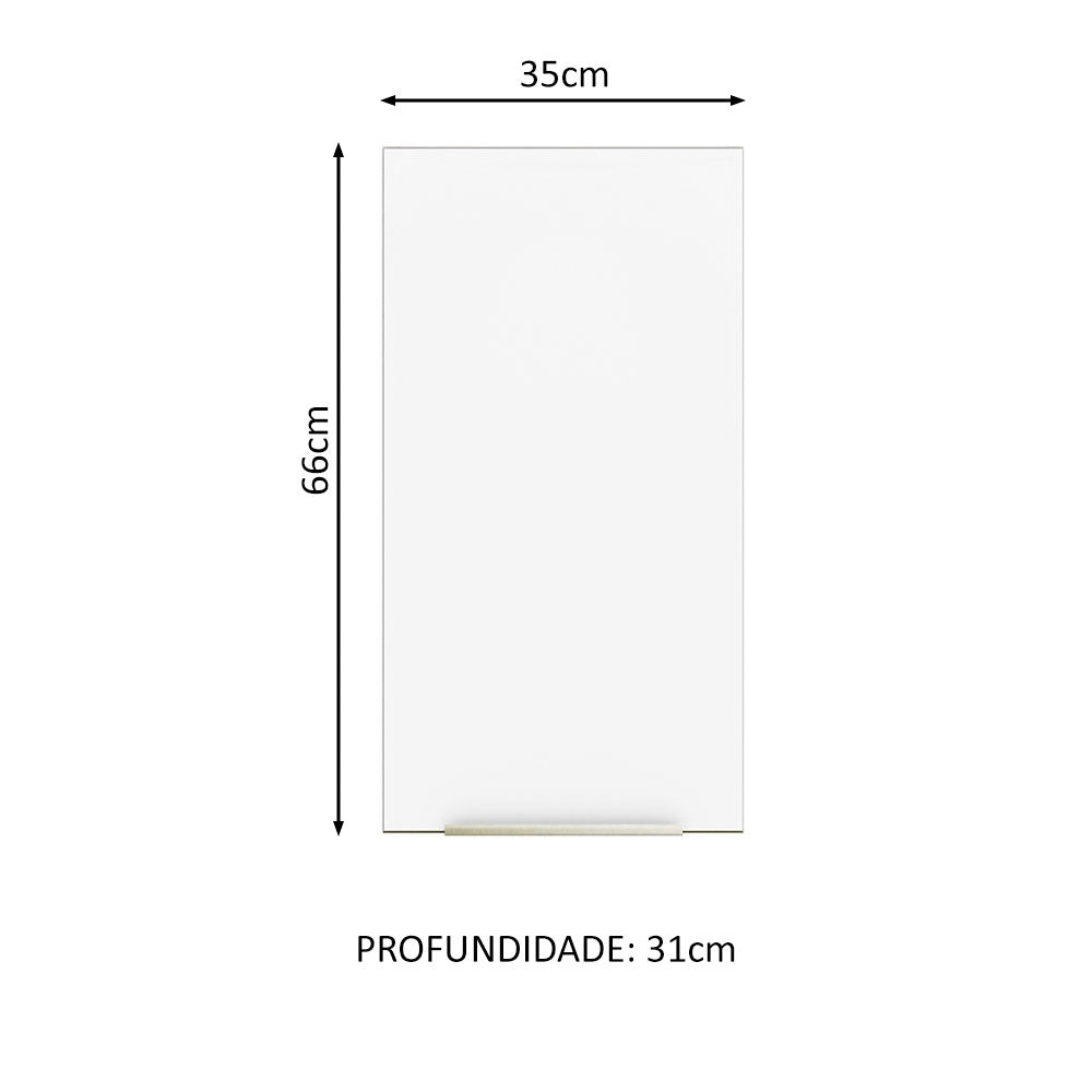 Armário Aéreo Madesa Lux 35 cm 1 Porta Branco/Branco Veludo