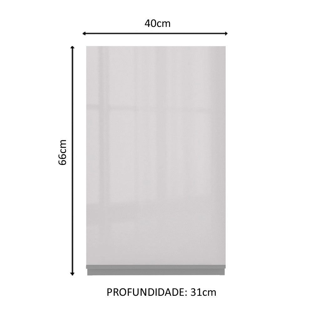 Armário Aéreo Madesa Acordes 100% MDF 40 cm 1 Porta Branco Brilho