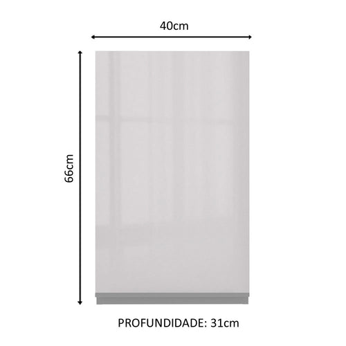 Armário Aéreo Madesa Acordes 100% MDF 40 cm 1 Porta Branco Brilho