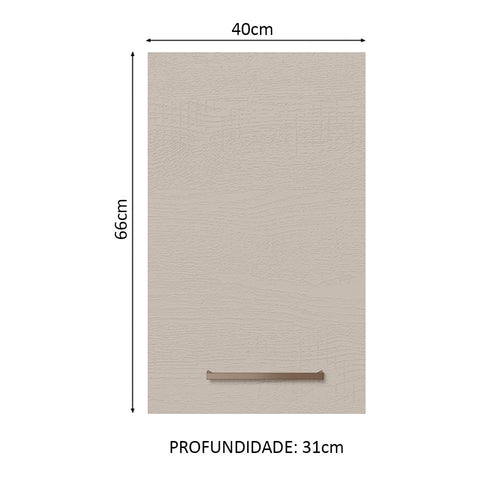 Armário Aéreo 40 cm 1 Porta Branco/Crema Agata Madesa