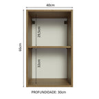 Armário Aéreo 40 cm com 2 Nichos Abertos para Cozinha Madesa Lux, Glamy, Agata, Stella Rustic