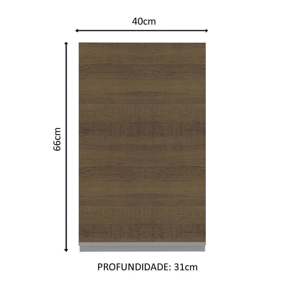 Armário Aéreo Madesa Acordes 100% MDF 40 cm 1 Porta Branco/Rustic