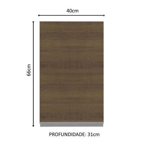 Armário Aéreo Madesa Acordes 100% MDF 40 cm 1 Porta Branco/Rustic