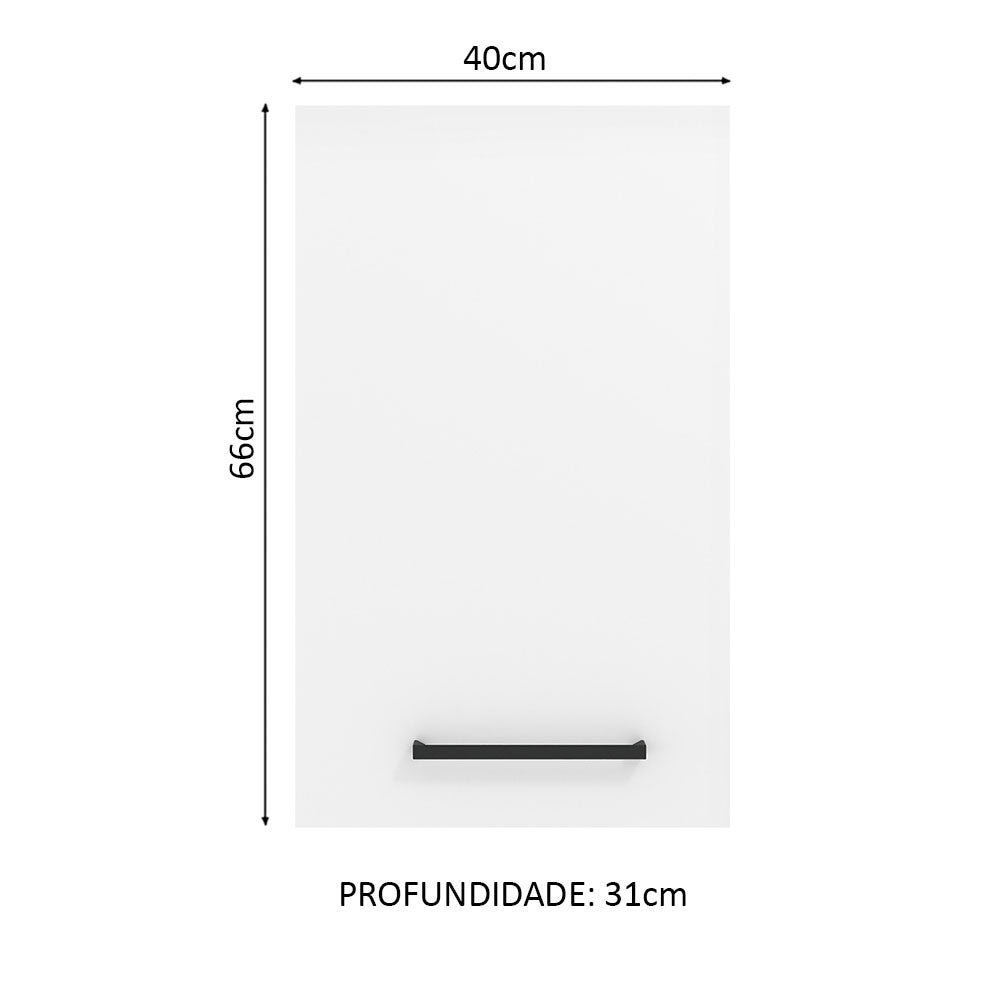 Armário Aéreo Madesa Agata 40 cm 1 Porta Rustic/Branco