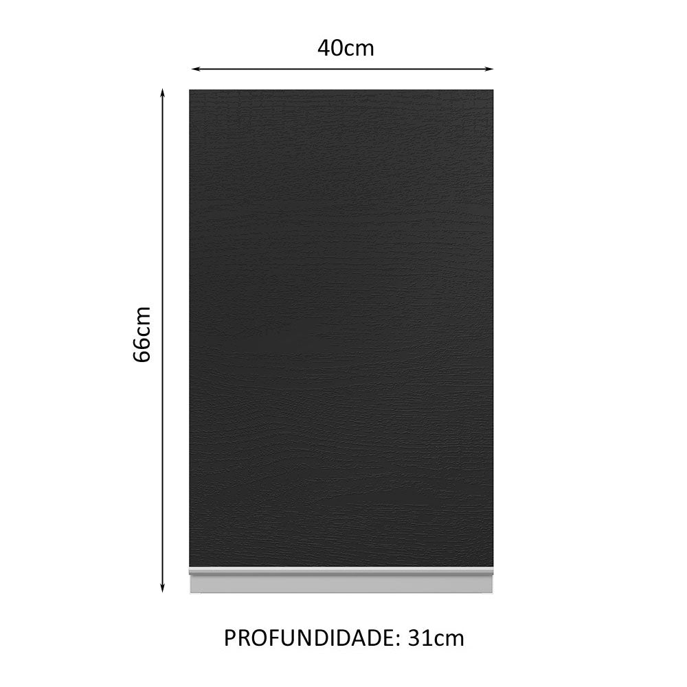 Armário Aéreo 100% MDF 40 cm 1 Porta Branco/Preto Acordes Madesa