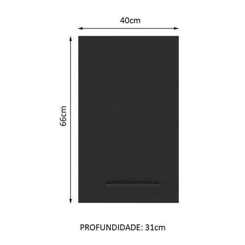 Armário Aéreo Madesa Agata 40 cm 1 Porta Branco/Preto