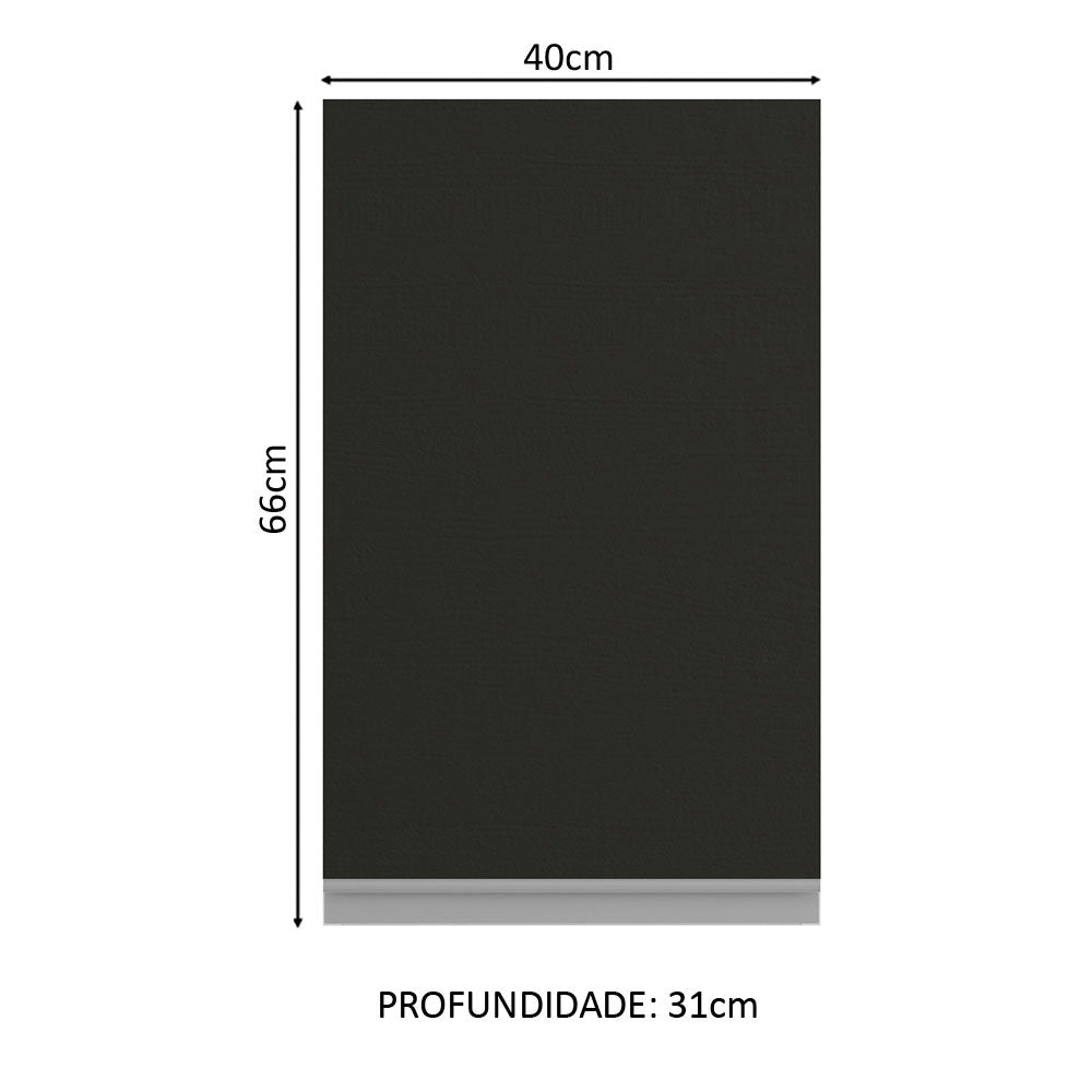 Armário Aéreo Madesa Glamy 40 cm 1 Porta Branco/Preto