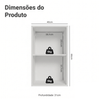 Armário Aéreo de Cozinha 1 Porta 40 cm Branco/Preto Vidro Reflecta Bronze Vinil Madesa