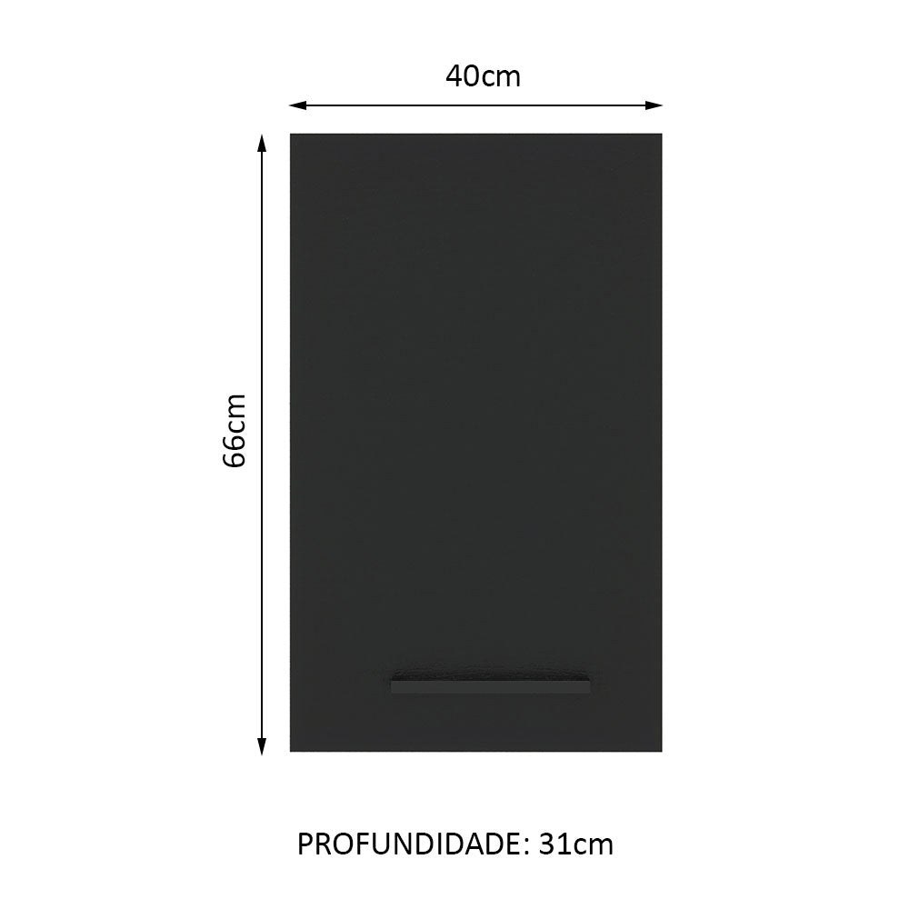 Armário Aéreo Madesa Agata 40 cm 1 Porta Rustic/Preto