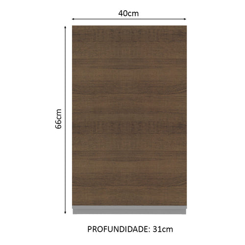 Armário Aéreo Madesa Glamy 40 cm 1 Porta Branco/Rustic
