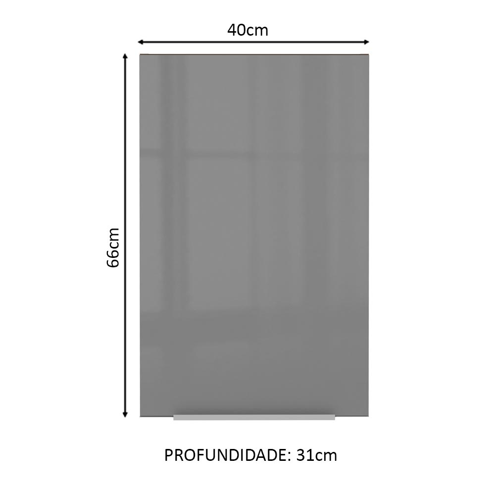 Armário Aéreo Madesa Lux 40 cm 1 Porta Rustic/Cinza