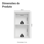 Armário Aéreo Madesa Lux 40 cm 1 Porta Branco/Cinza