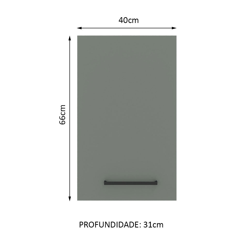 Armário Aéreo Madesa Agata 40 cm 1 Porta Branco/Cinza