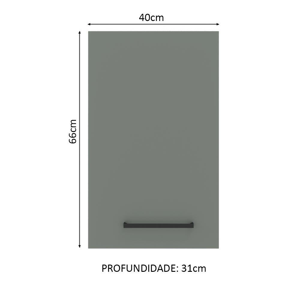 Armário Aéreo Madesa Agata 40 cm 1 Porta Rustic/Cinza