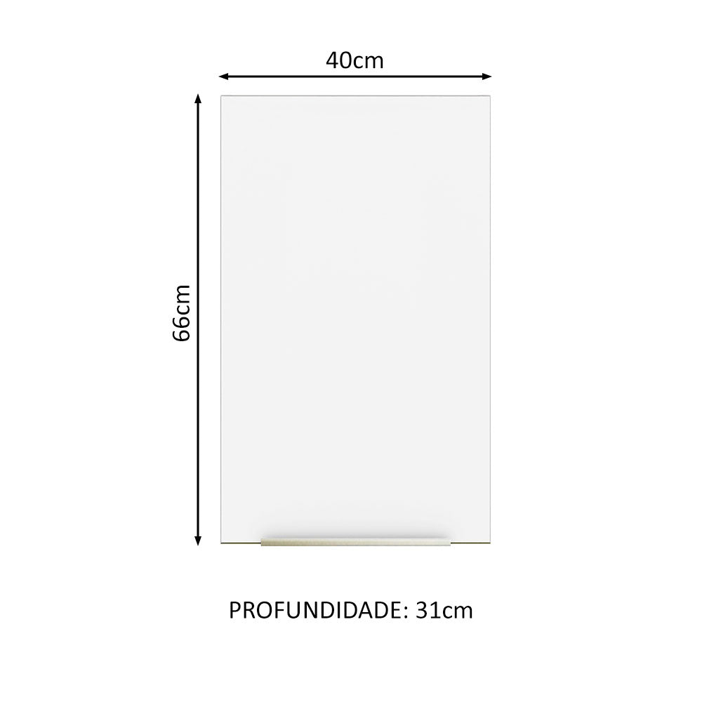 Armário Aéreo Madesa Lux 40 cm 1 Porta Branco/Branco Veludo